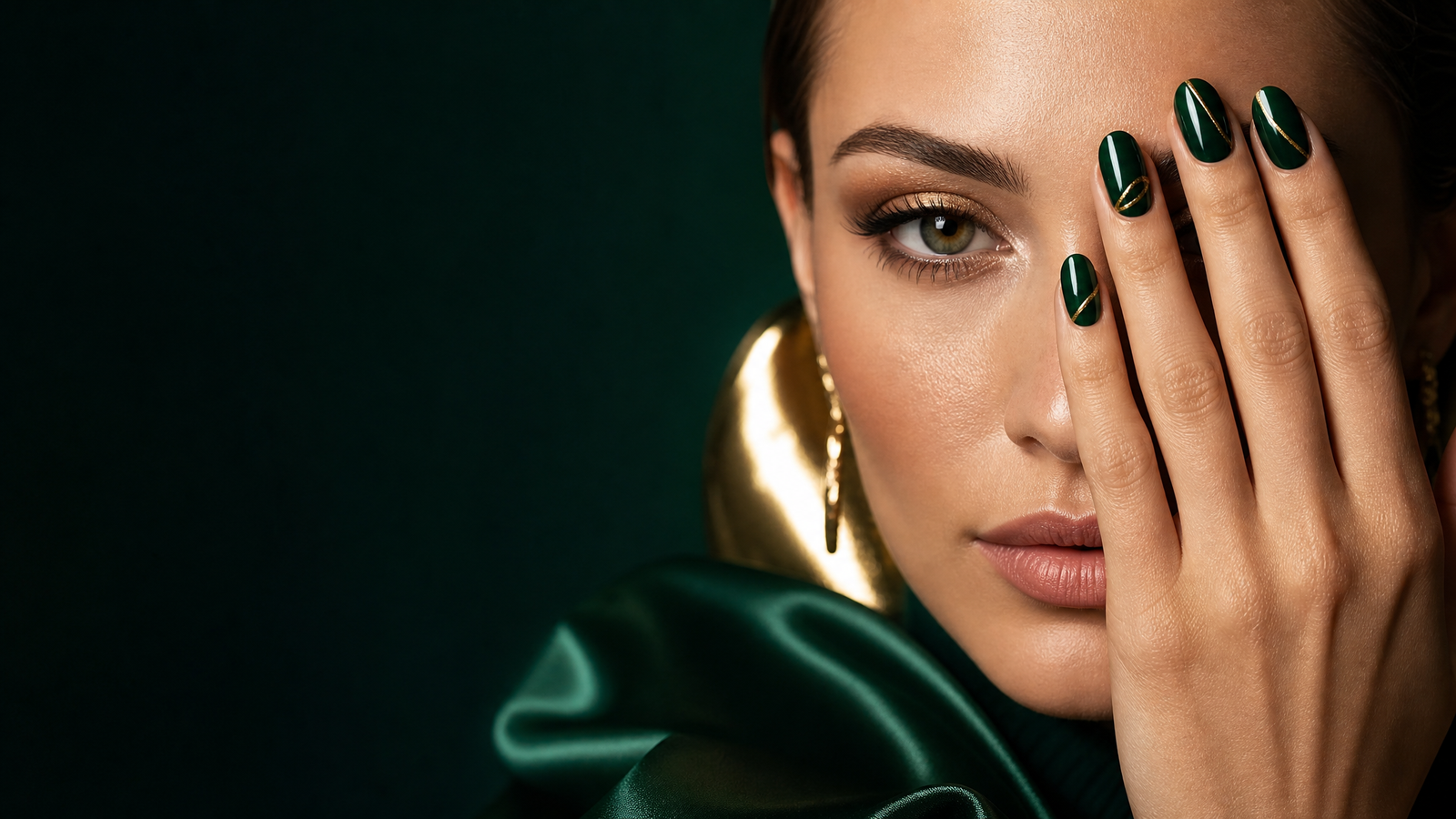 Smaragdgrüne Design Nails und Nagellack bei Elly Nails Frankfurt Sachsenhausen